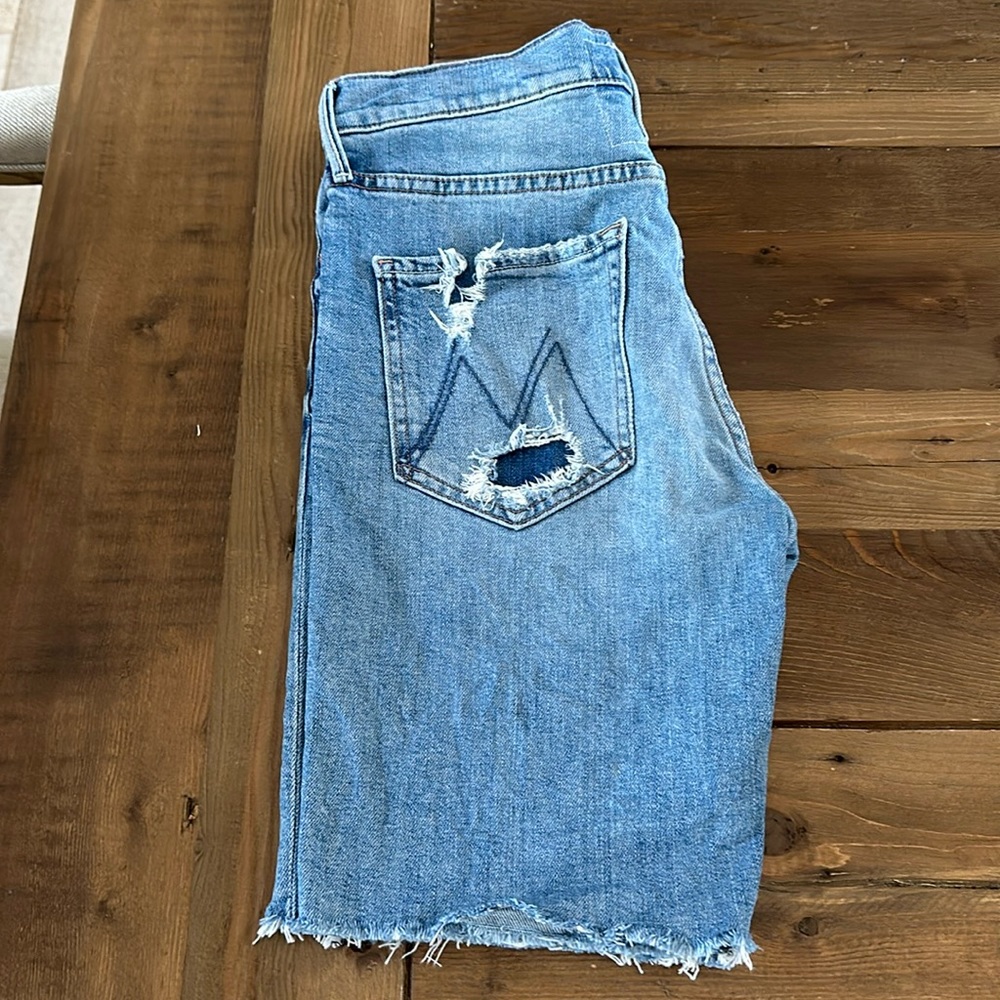Mother denim shorts, button fly